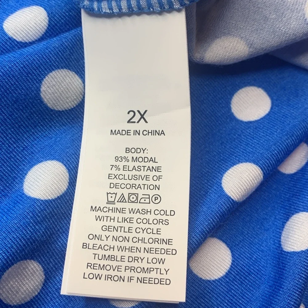 Kate Spade Pajamas 2-Piece Top Pants Set Sz 2X Blue White Polka Dot NWT